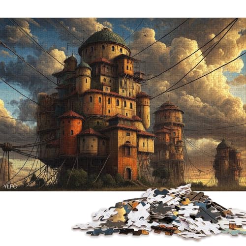 Fantasieschlösser Holzpuzzles 1000 Teile Erwachsene Geschicklichkeitsspiel Für Die Ganze Familie Home Decor GeburtHirschsgeschenk Lernspiel Stress Relief 1000pcs (75x50cm) von SHUNXIFQ
