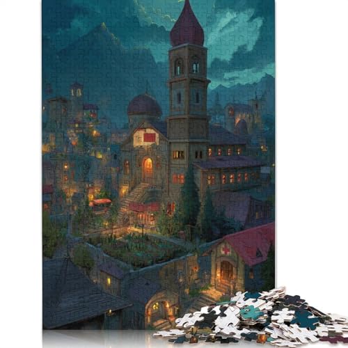 Fantasiestadt Holzpuzzles 500 Teile Erwachsene Geschicklichkeitsspiel Für Die Ganze Familie Home Decor Geburtstagsgeschenk Lernspiel Stress Relief 500pcs (52x38cm) von SHUNXIFQ