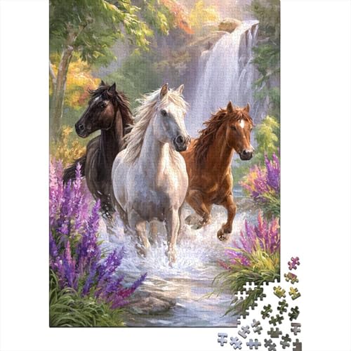 Farbiges Pferd Holzpuzzles Für Erwachsene 1000 Teile Geburtstagsgeschenk Family Challenging Games Lernspiel Wohnkultur Stress Relief 1000pcs (75x50cm) von SHUNXIFQ