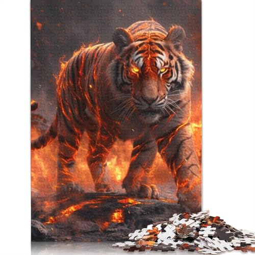 Feuertiger Holzpuzzles Für Erwachsene 500 Teile Geburtstagsgeschenk Family Challenging Games Home Decor EduKatzeional Game Stress Relief 500pcs (52x38cm) von SHUNXIFQ