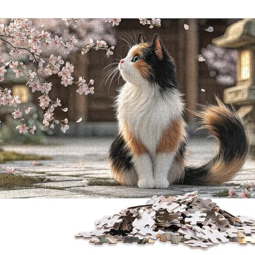 Flauschige Kalikokatze Holzpuzzless Erwachsene 300 Teile Educational Game Family Challenging Games Home Decor Geburtstagsgeschenk Stress Relief 300pcs (40x28cm) von SHUNXIFQ
