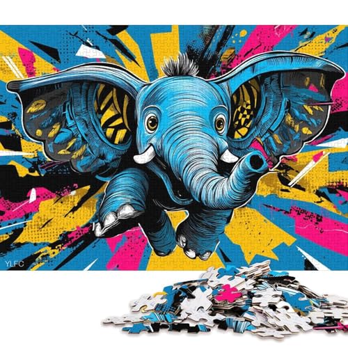 Fliegender Elefant Holzpuzzles 500 Teile Erwachsene Home Decor GeburtHirschsgeschenk Family Challenging Games Educational Game Stress Relief 500pcs (52x38cm) von SHUNXIFQ