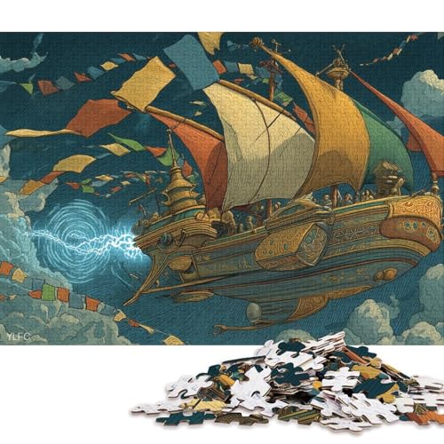 Fliegendes Schiff Holzpuzzles 1000 Teile Erwachsene Wohnkultur Geburtstagsgeschenk Geschicklichkeitsspiel Für Die Ganze Familie Lernspiel Stress Relief 1000pcs (75x50cm) von SHUNXIFQ