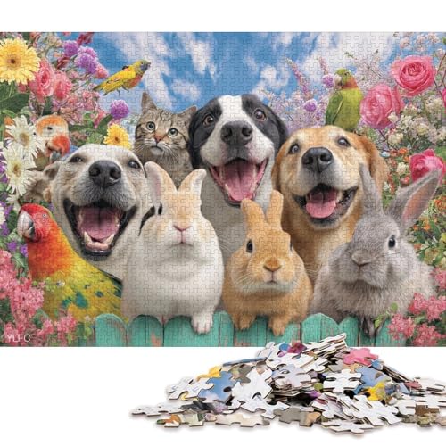 Fröhliche Tiere Holzpuzzles 500 Teile Erwachsene Wohnkultur Geschicklichkeitsspiel Für Die Ganze Familie Lernspiel Geburtstagsgeschenk Stress Relief 500pcs (52x38cm) von SHUNXIFQ