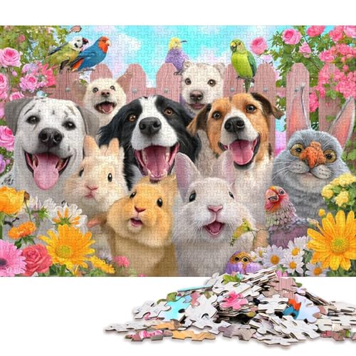 Fröhliche Tiere Holzpuzzles Für Erwachsene 1000 Teile Geburtstagsgeschenk Wohnkultur Lernspiel Family Challenging Games Entspannung Und Intelligenz 1000pcs (75x50cm) von SHUNXIFQ