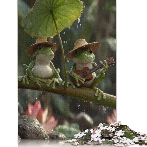 Frosch im Regen Holzpuzzles 500 Teile Erwachsene Home Decor Family Challenging Games Geburtstagsgeschenk Educational Game Entspannung Und Intelligenz 500pcs (52x38cm) von SHUNXIFQ