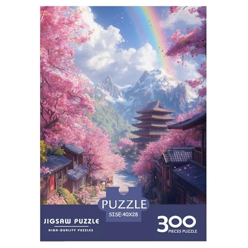 Fuji-Kirschblüte Holzpuzzles 300 Teile Erwachsene Lernspiel Family Challenging Games Geburtstagsgeschenk Home Decor Stress Relief Toy 300pcs (40x28cm) von SHUNXIFQ