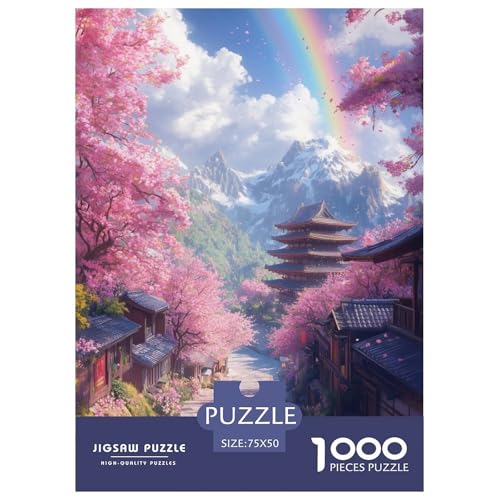 Fuji-Kirschblüte Holzpuzzles Erwachsene 1000 Teile Home Decor Family Challenging Games Educational Game Geburtstagsgeschenk Stress Relief Toy 1000pcs (75x50cm) von SHUNXIFQ