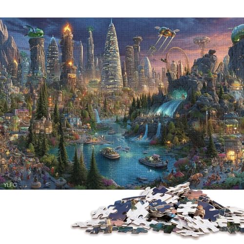 Futuristische Stadt 500 Teile Erwachsene Holzpuzzless Educational Game Moderne Wohnkultur GeburtHirschsgeschenk Family Challenging Games Stress Relief Toy 500pcs (52x38cm) von SHUNXIFQ