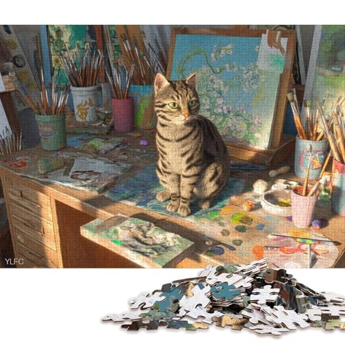 GeTigerte Katze Holzpuzzless Erwachsene 300 Teile Family Challenging Games Wohnkultur Lernspiel Geburtstagsgeschenk Entspannung Und Intelligenz 300pcs (40x28cm) von SHUNXIFQ