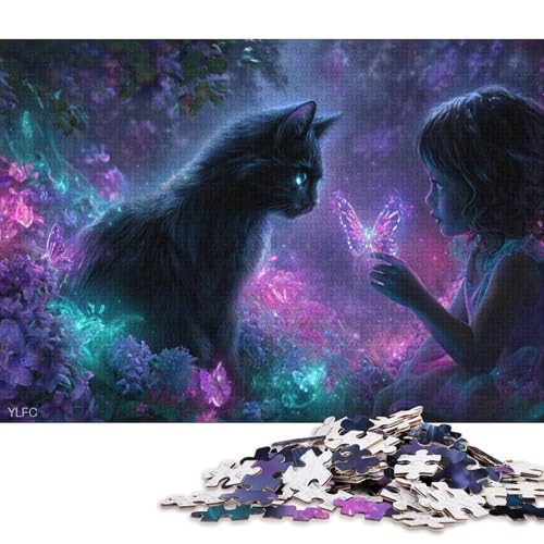 Geheimnisvolle Schwarze Katze Holzpuzzles 1000 Teile Für Erwachsene Family Challenging Games Lernspiel Moderne Wohnkultur Geburtstagsgeschenk Stress Relief Toy 1000pcs (75x50cm) von SHUNXIFQ
