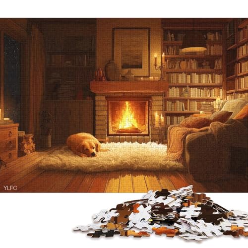 Gemütliche Hütte Holzpuzzles 300 Teile Für Erwachsene Wohnkultur GeburtHirschsgeschenk Family Challenging Games Educational Game Stress Relief Toy 300pcs (40x28cm) von SHUNXIFQ