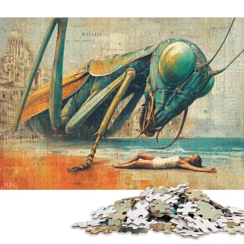 Giant Praying Gottesanbeterin Holzpuzzles 1000 Teile Erwachsene Geschicklichkeitsspiel Für Die Ganze Familie Home Decor Geburtstagsgeschenk Lernspiel Stress Relief 1000pcs (75x50cm) von SHUNXIFQ