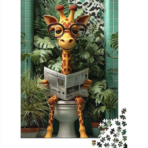 Giraffe auf der Toilette Holzpuzzles 1000 Teile Erwachsene Geburtstagsgeschenk Family Challenging Games Moderne Wohnkultur EduKatzeional Game Stress Relief Toy 1000pcs (75x50cm) von SHUNXIFQ