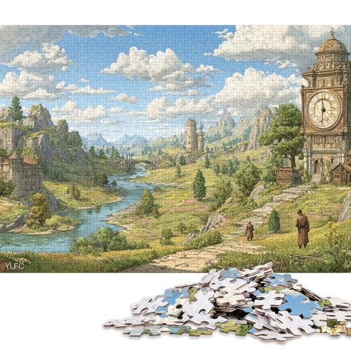 Glockenturm Holzpuzzles Erwachsene 500 Teile Lernspiel Geschicklichkeitsspiel Für Die Ganze Familie Geburtstagsgeschenk Home Decor Stress Relief 500pcs (52x38cm) von SHUNXIFQ