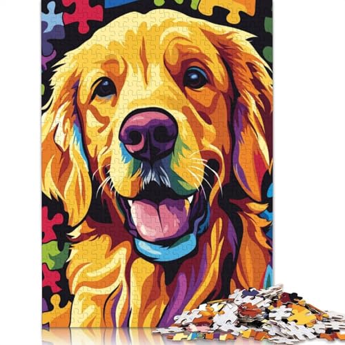 Golden Retriever Holzpuzzles Erwachsene 300 Teile Geburtstagsgeschenk Family Challenging Games Moderne Wohnkultur Educational Game Stress Relief 300pcs (40x28cm) von SHUNXIFQ