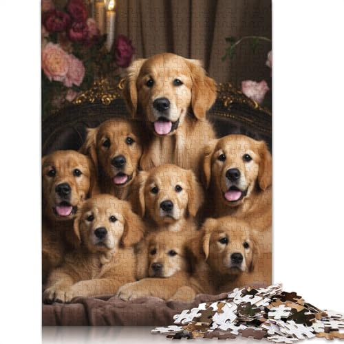 Golden Retriever Holzpuzzles Erwachsene 300 Teile Lernspiel Geschicklichkeitsspiel Für Die Ganze Familie Geburtstagsgeschenk Home Decor Stress Relief 300pcs (40x28cm) von SHUNXIFQ