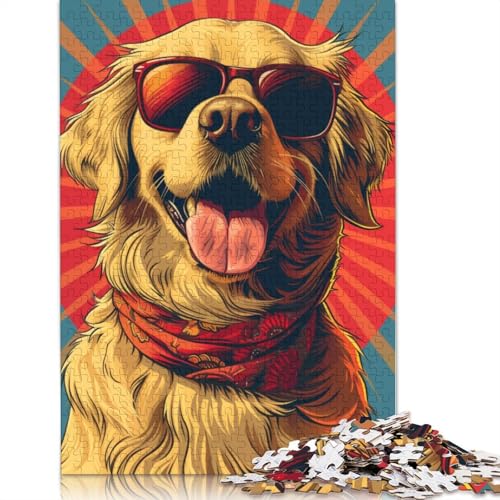 Golden Retriever Holzpuzzles Für Erwachsene 500 Teile Geburtstagsgeschenk Family Challenging Games Home Decor Educational Game Stress Relief 500pcs (52x38cm) von SHUNXIFQ