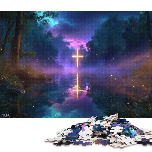 Goldenes Kreuz Holzpuzzles Für Erwachsene 1000 Teile Family Challenging Games Geburtstagsgeschenk Lernspiel Wohnkultur Stress Relief 1000pcs (75x50cm) von SHUNXIFQ