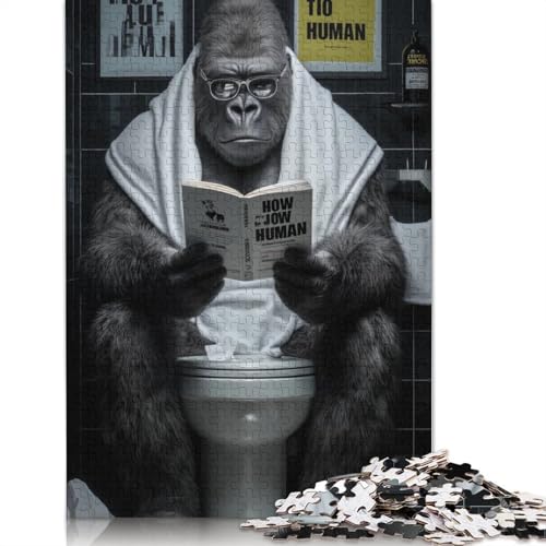 Gorilla auf der Toilette Holzpuzzles Für Erwachsene 300 Teile Geburtstagsgeschenk Family Challenging Games Lernspiel Wohnkultur Stress Relief 300pcs (40x28cm) von SHUNXIFQ