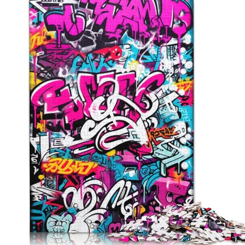 Graffiti Style 500 Teile Erwachsene Holzpuzzless Educational Game Moderne Wohnkultur Geburtstagsgeschenk Family Challenging Games Stress Relief Toy 500pcs (52x38cm) von SHUNXIFQ