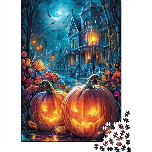 Halloween-Kürbis Holzpuzzles 1000 Teile Für Erwachsene Family Challenging Games Geburtstagsgeschenk Lernspiel Moderne Wohnkultur Stress Relief 1000pcs (75x50cm) von SHUNXIFQ