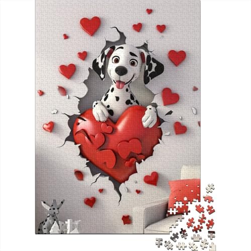 Heart Shaped Dalmatian Holzpuzzles 1000 Teile Für Erwachsene Family Challenging Games Lernspiel Moderne Wohnkultur Geburtstagsgeschenk Stress Relief Toy 1000pcs (75x50cm) von SHUNXIFQ