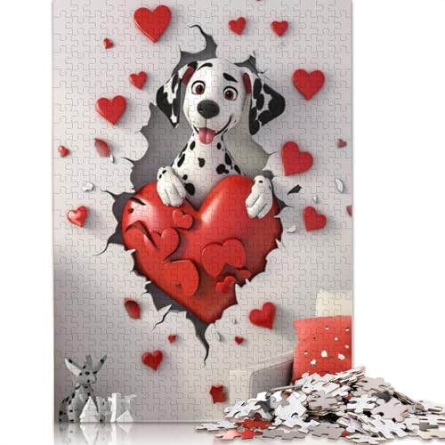 Heart Shaped Dalmatian Holzpuzzless 500 Teile Erwachsene Geburtstagsgeschenk Family Challenging Games Moderne Wohnkultur Educational Game Stress Relief Toy 500pcs (52x38cm) von SHUNXIFQ