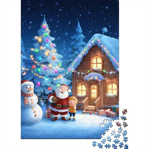 Heiligabend Holzpuzzles Erwachsene 1000 Teile Family Challenging Games EduKatzeional Game Wohnkultur Geburtstagsgeschenk Stress Relief 1000pcs (75x50cm) von SHUNXIFQ