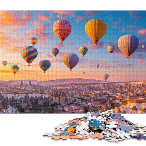 Heißluftballon Kappadokien Holzpuzzless 1000 Teile Erwachsene Wohnkultur Educational Game Family Challenging Games Geburtstagsgeschenk Stress Relief Toy 1000pcs (75x50cm) von SHUNXIFQ