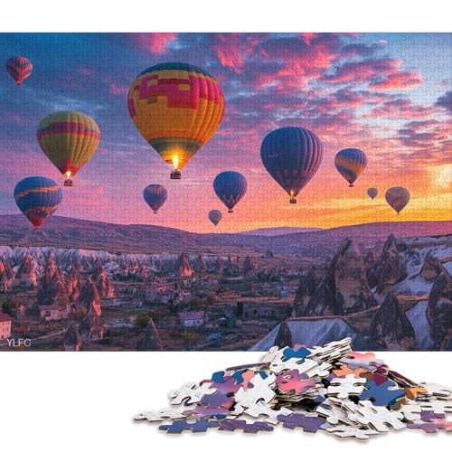 Heißluftballon Kappadokien Holzpuzzless 500 Teile Für Erwachsene Wohnkultur Geburtstagsgeschenk Educational Game Family Challenging Games Stress Relief Toy 500pcs (52x38cm) von SHUNXIFQ