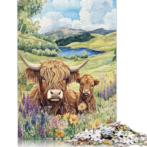 Hochlandrind Holzpuzzles 300 Teile Erwachsene Wohnkultur Geburtstagsgeschenk Geschicklichkeitsspiel Für Die Ganze Familie Lernspiel Stress Relief 300pcs (40x28cm) von SHUNXIFQ
