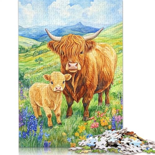 Hochlandrind Holzpuzzles Für Erwachsene 500 Teile Geburtstagsgeschenk Family Challenging Games Home Decor Educational Game Stress Relief Toy 500pcs (52x38cm) von SHUNXIFQ