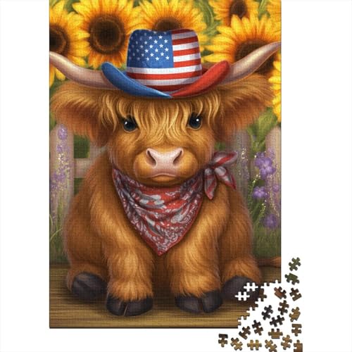 Hochlandrinder Holzpuzzles 1000 Teile Erwachsene Wohnkultur Geschicklichkeitsspiel Für Die Ganze Familie Lernspiel Geburtstagsgeschenk Stress Relief 1000pcs (75x50cm) von SHUNXIFQ