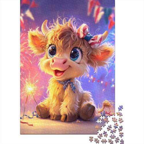 Hochlandrinder Holzpuzzles Für Erwachsene 1000 Teile Educational Game Family Challenging Games Home Decor Geburtstagsgeschenk Stress Relief 1000pcs (75x50cm) von SHUNXIFQ