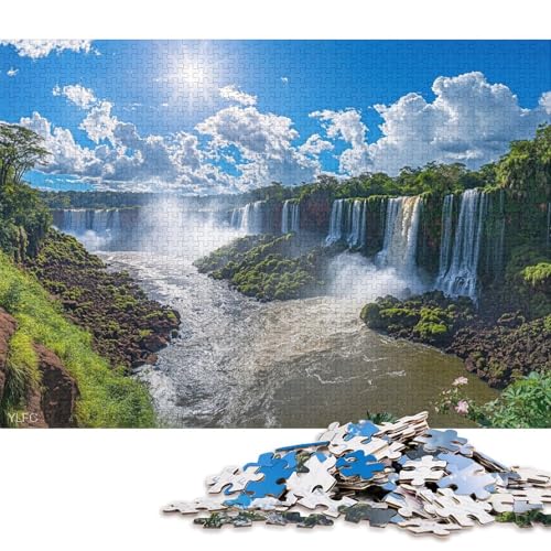 Iguazú-Wasserfälle Holzpuzzles 300 Teile Erwachsene Lernspiel Family Challenging Games Geburtstagsgeschenk Home Decor Stress Relief Toy 300pcs (40x28cm) von SHUNXIFQ