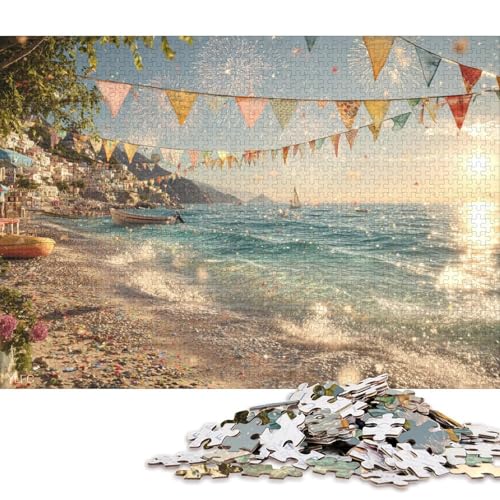 Italienische Küste Holzpuzzles Erwachsene 300 Teile Lernspiel Geschicklichkeitsspiel Für Die Ganze Familie Geburtstagsgeschenk Home Decor Stress Relief 300pcs (40x28cm) von SHUNXIFQ