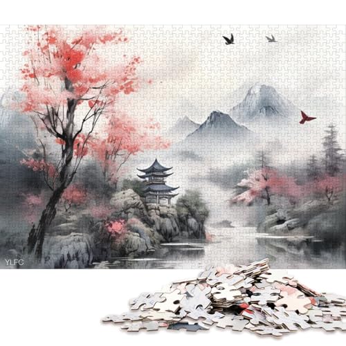 Japanese Cherry Blossoms Holzpuzzles 300 Teile Für Erwachsene Geburtstagsgeschenk Educational Game Moderne Wohnkultur Family Challenging Games Stress Relief Toy 300pcs (40x28cm) von SHUNXIFQ