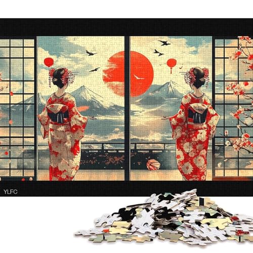 Japanische Geisha Holzpuzzles 1000 Teile Für Erwachsene Geburtstagsgeschenk Lernspiel Family Challenging Games Home Decor Entspannung Und Intelligenz 1000pcs (75x50cm) von SHUNXIFQ