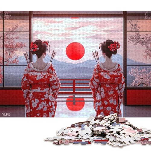 Japanische Geisha Holzpuzzles Für Erwachsene 1000 Teile Geburtstagsgeschenk Family Challenging Games Lernspiel Wohnkultur Stress Relief 1000pcs (75x50cm) von SHUNXIFQ