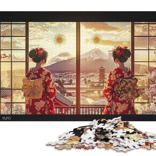 Japanische Geisha Holzpuzzless 500 Teile Erwachsene Wohnkultur Educational Game Family Challenging Games Geburtstagsgeschenk Stress Relief Toy 500pcs (52x38cm) von SHUNXIFQ