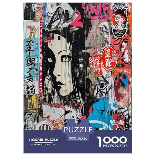 Japanische Graffiti Puzzle 1000 Teile Schwer Puzzle Spielzeug Pädagogisches Spiel Impossible Herausforderungsspielzeug Für Erwachsene Und Kinder Ab 14 Jahren 38x26cm/1000pcs von SHUNXIFQ