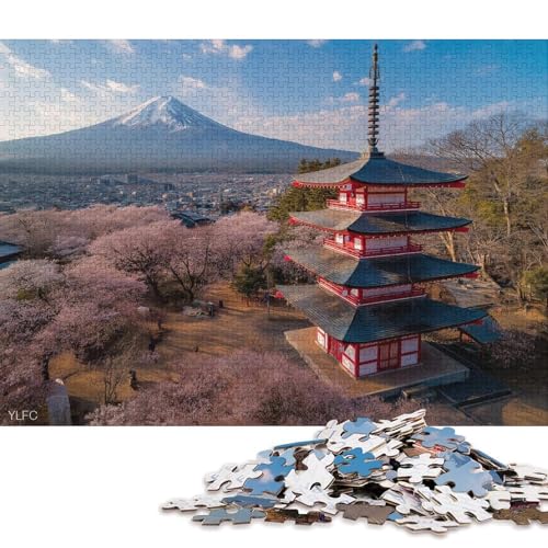 Japanische Kirschblüten Holzpuzzles 300 Teile Für Erwachsene Family Challenging Games Moderne Wohnkultur Educational Game Geburtstagsgeschenk Stress Relief 300pcs (40x28cm) von SHUNXIFQ
