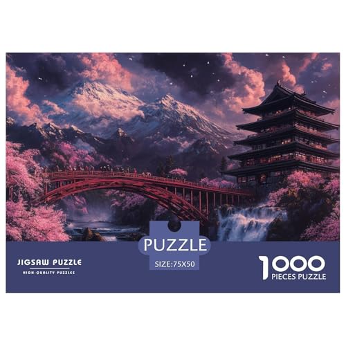 Japanische Landschaft Holzpuzzles Erwachsene 1000 Teile Family Challenging Games Geburtstagsgeschenk Home Decor Educational Game Entspannung Und Intelligenz 1000pcs (75x50cm) von SHUNXIFQ