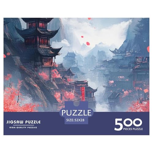 Japanische Malerei Holzpuzzles 500 Teile Für Erwachsene Family Challenging Games Lernspiel Moderne Wohnkultur Geburtstagsgeschenk Stress Relief Toy 500pcs (52x38cm) von SHUNXIFQ