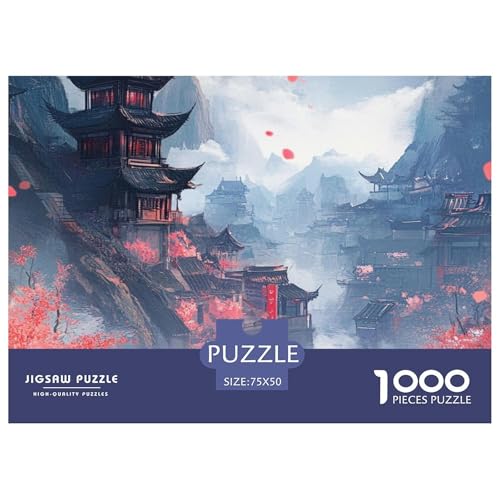 Japanische Malerei Holzpuzzles Erwachsene 1000 Teile Home Decor Family Challenging Games Educational Game Geburtstagsgeschenk Stress Relief Toy 1000pcs (75x50cm) von SHUNXIFQ