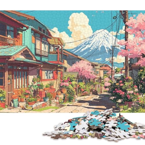 Japanische Vororte Holzpuzzles 500 Teile Erwachsene Geburtstagsgeschenk Family Challenging Games Moderne Wohnkultur Educational Game Stress Relief Toy 500pcs (52x38cm) von SHUNXIFQ