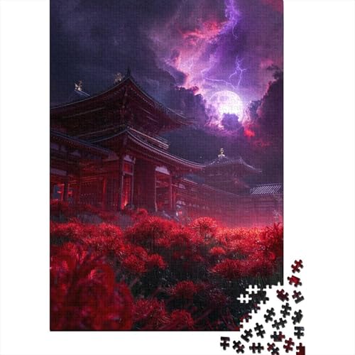 Japanischer Tempel Holzpuzzles 1000 Teile Erwachsene Geschicklichkeitsspiel Für Die Ganze Familie Home Decor Geburtstagsgeschenk Lernspiel Stress Relief 1000pcs (75x50cm) von SHUNXIFQ