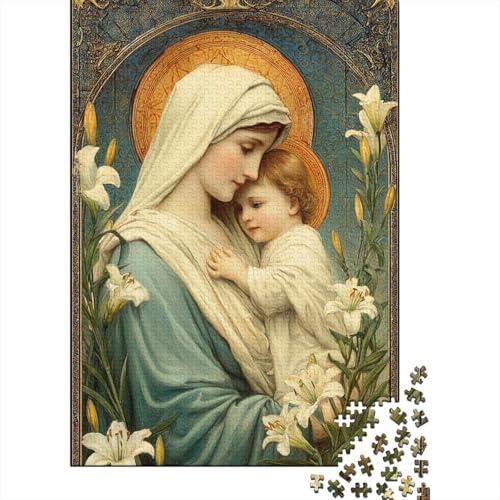 Jungfrau Maria Holzpuzzles Für Erwachsene 1000 Teile Educational Game Family Challenging Games Home Decor Geburtstagsgeschenk Stress Relief 1000pcs (75x50cm) von SHUNXIFQ