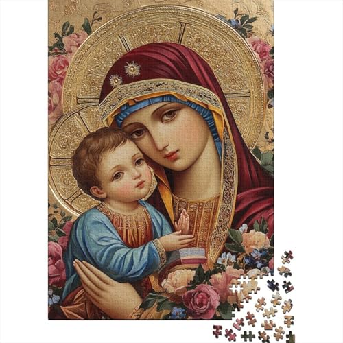 Jungfrau Maria Holzpuzzles Für Erwachsene 1000 Teile Geburtstagsgeschenk Family Challenging Games Home Decor Educational Game Stress Relief Toy 1000pcs (75x50cm) von SHUNXIFQ